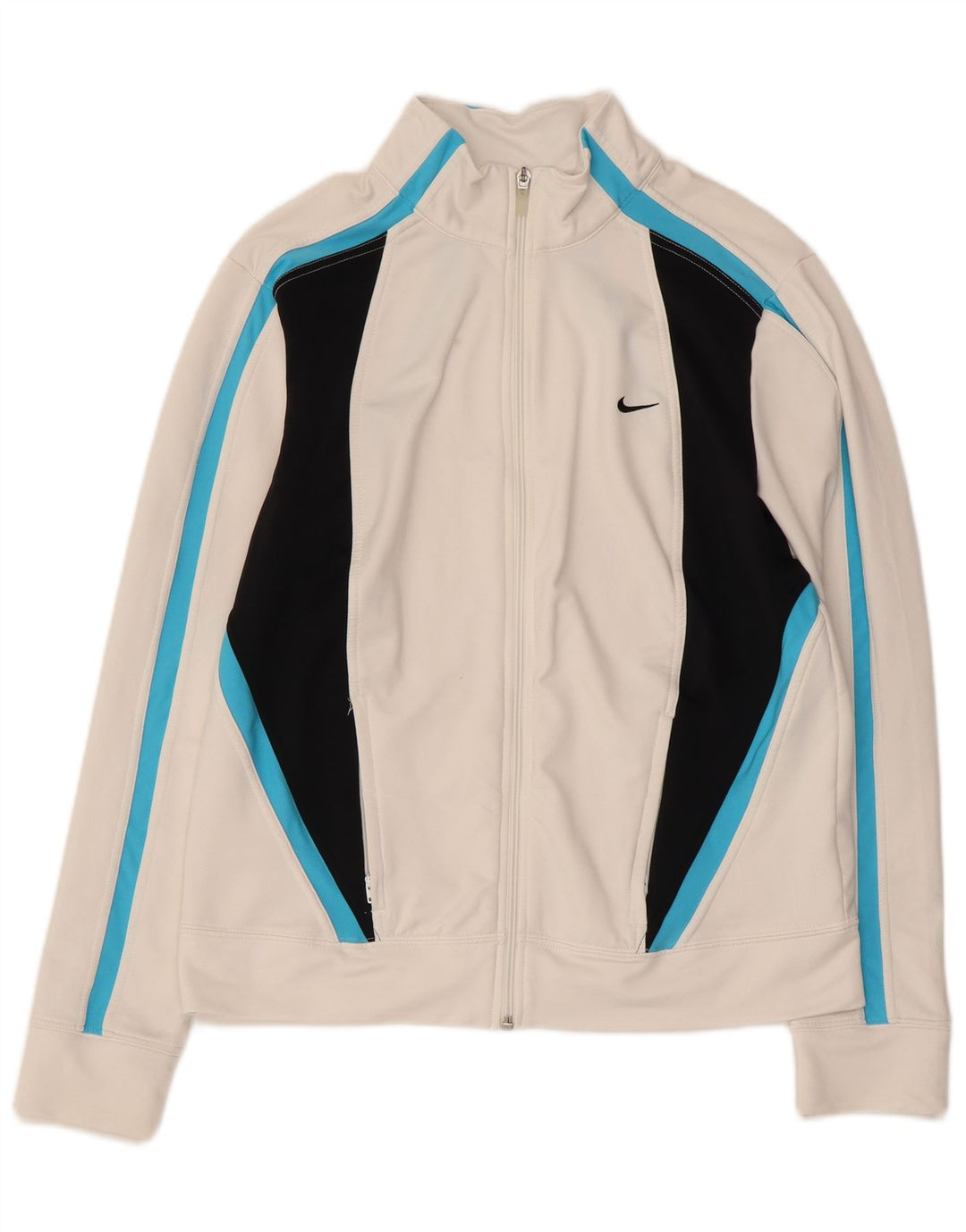 NIKE Veste de survêtement Fit Dry pour femme US 12/14 Large Blanc Colorblock