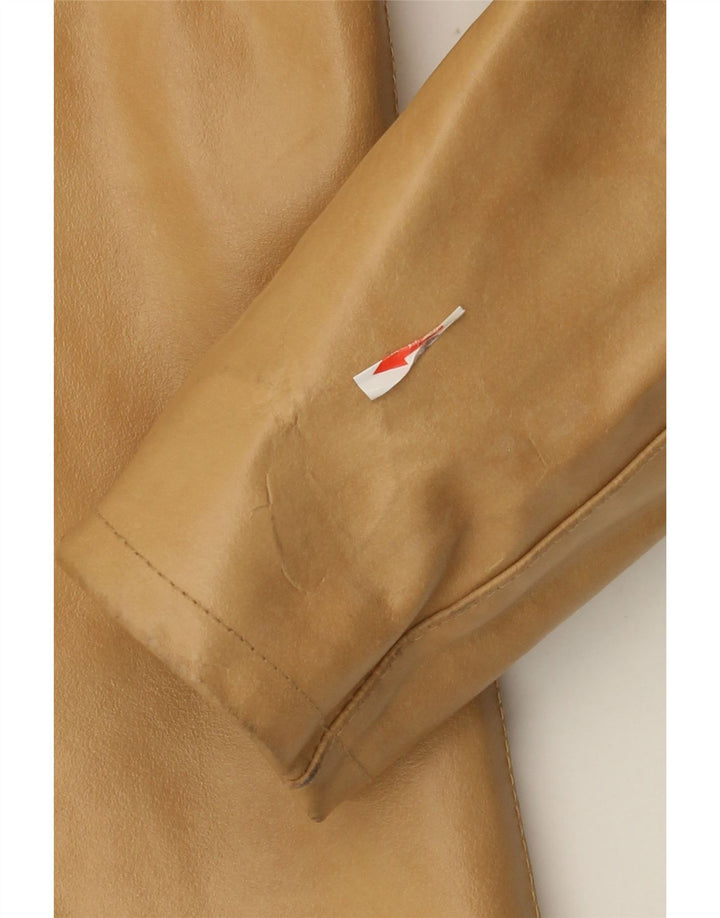 Veste en cuir femme vintage IT 44 Cuir Beige Moyen