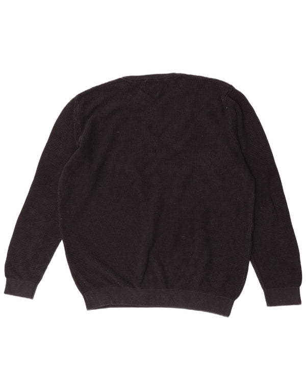 Zara Pull à col rond pour homme en coton noir Large