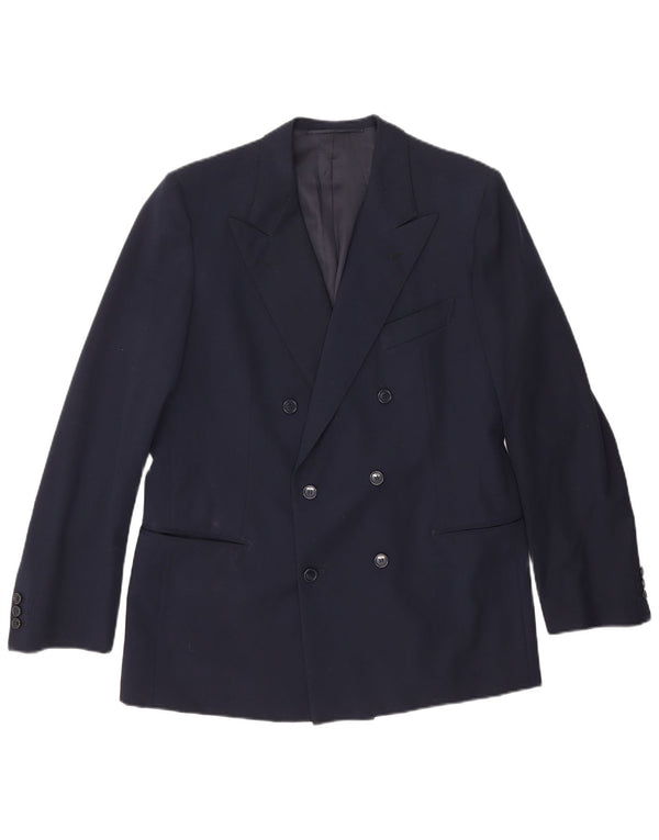 vintage Homme Double Breasted Blazer Veste UK 36 Petit Bleu Marine