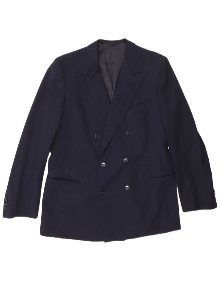 vintage Homme Double Breasted Blazer Veste UK 36 Petit Bleu Marine