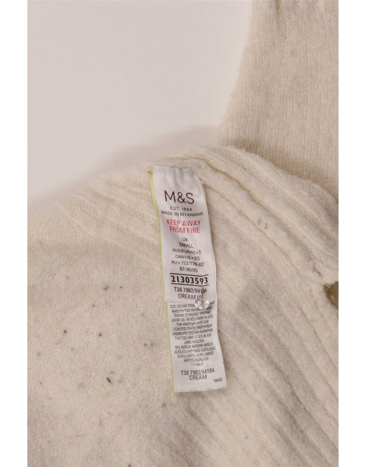 Marks & Spencer Pull surdimensionné à col roulé pour femme UK 10 Petit Blanc