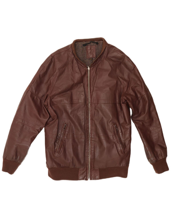 VINTAGE Mens Leather Jacket UK 38 Medium Burgundy