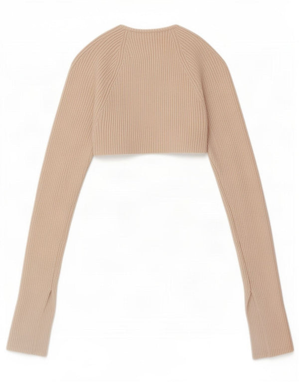 Zara Femme Boléro Top UK 8 Small Beige Viscose