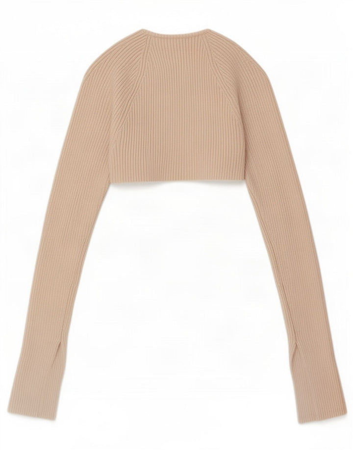 Zara Femme Boléro Top UK 8 Small Beige Viscose