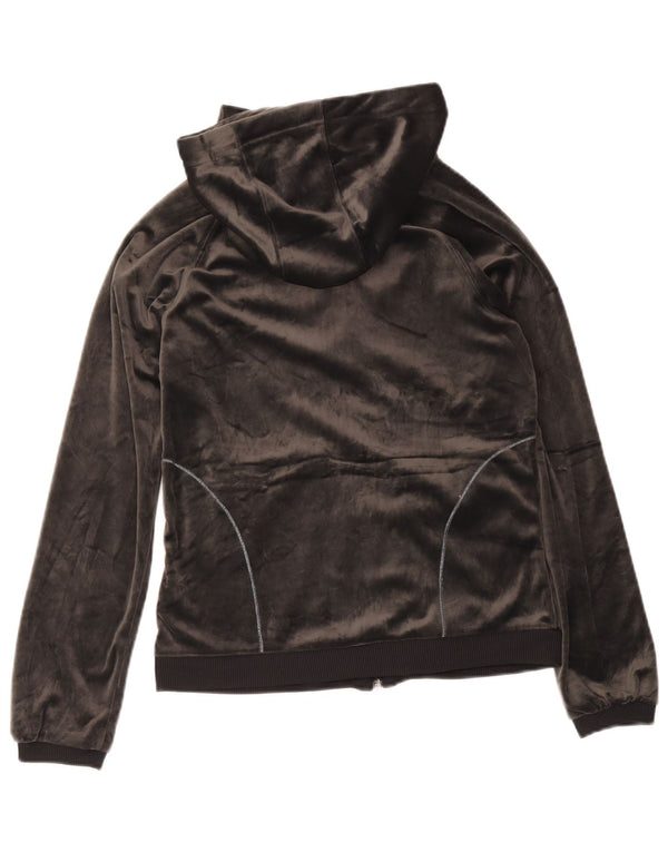 Adidas Pull à capuche zippé en velours pour femme UK 12 Gris moyen Polyester