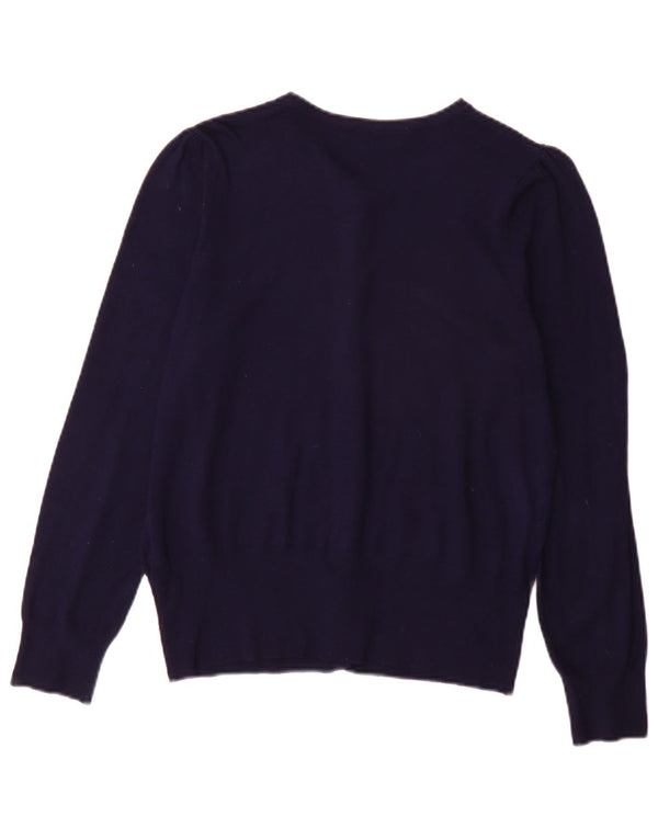 Marks & Spencer Pull Cardigan Femme UK 14 Large Bleu Marine Viscose