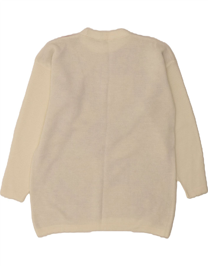 VINTAGE Womens Crew Neck Jumper Sweater UK 14 Large Off White Patchwork Vintage Vintage and Second-Hand Vintage from Messina Hembry 