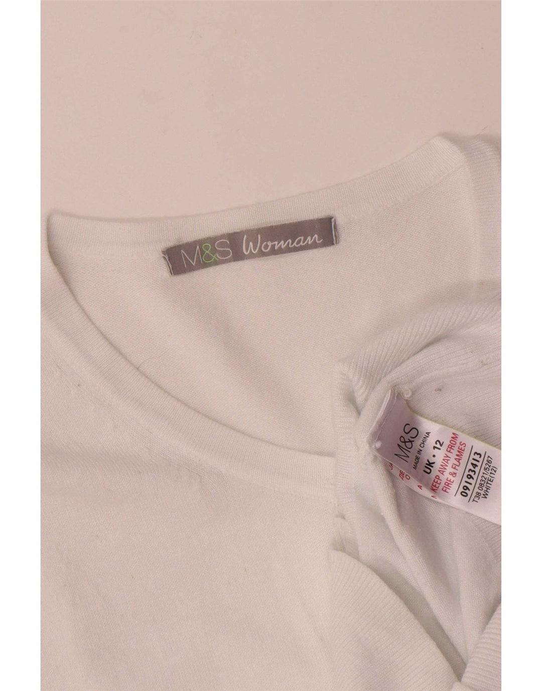 Marks & Spencer Pull Cardigan pour Femme UK 12 Viscose Blanche Moyenne