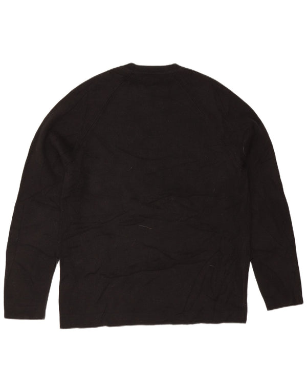 Zara Pull surdimensionné à col rond pour femme UK 14 en coton noir moyen