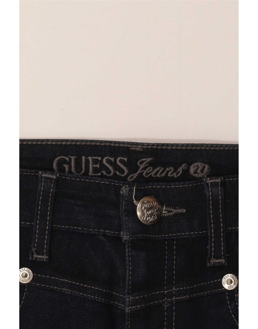 Guess Femme Jupe En Jean W28 Bleu Marine Moyen Coton