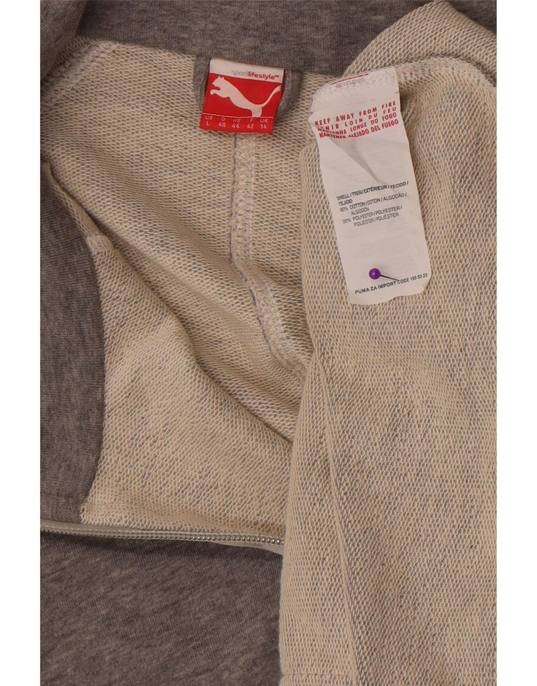 Puma Veste de survêtement surdimensionnée à manches courtes pour femme UK 14 Large Gris