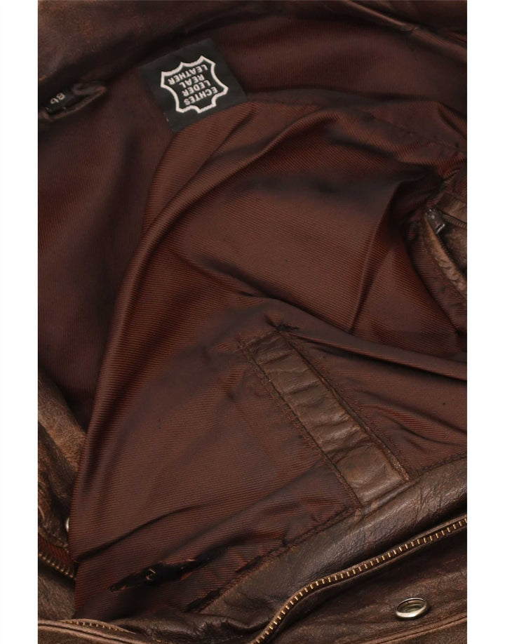veste en cuir bomber homme vintage EU 48 cuir marron moyen