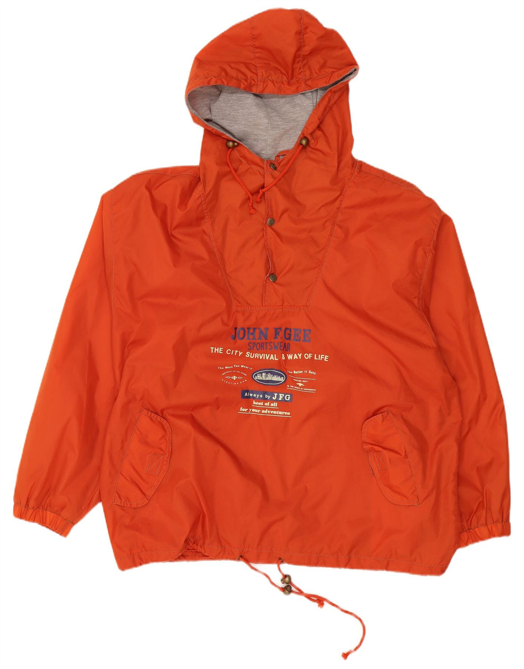 JOHN F GEE Veste Anorak à capuche graphique pour homme EU 56 3XL Orange Polyamide