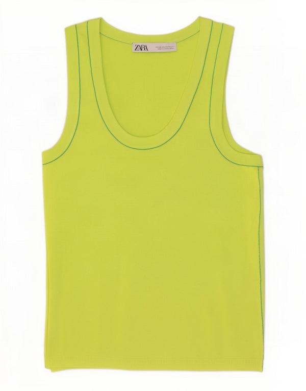 Zara Femme Crop Débardeur UK 4 XS Vert Viscose