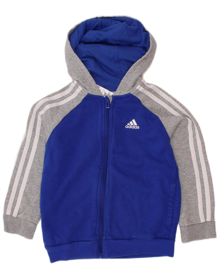 ADIDAS Pull à capuche zippé pour garçon 6-7 ans Bleu Colorblock Coton