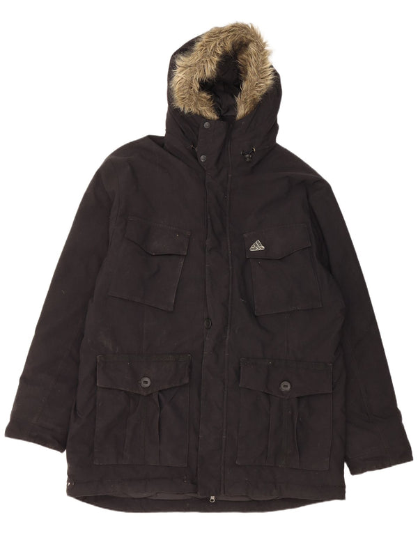 Adidas Manteau rembourré à capuche pour homme UK 40 Large Noir Nylon