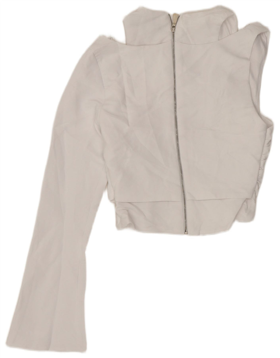 Zara Femmes Crop One Épaule Top UK 4 XS Blanc Polyester