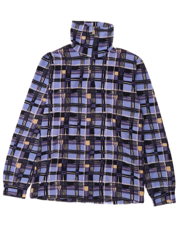 Conte of Florence Pull polaire à col zippé pour femme UK 14 Bleu moyen à carreaux