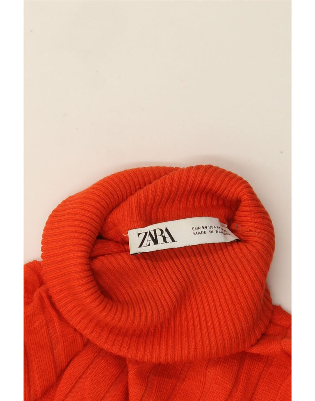 Zara Pull court à col roulé pour femme UK 12 Orange moyen