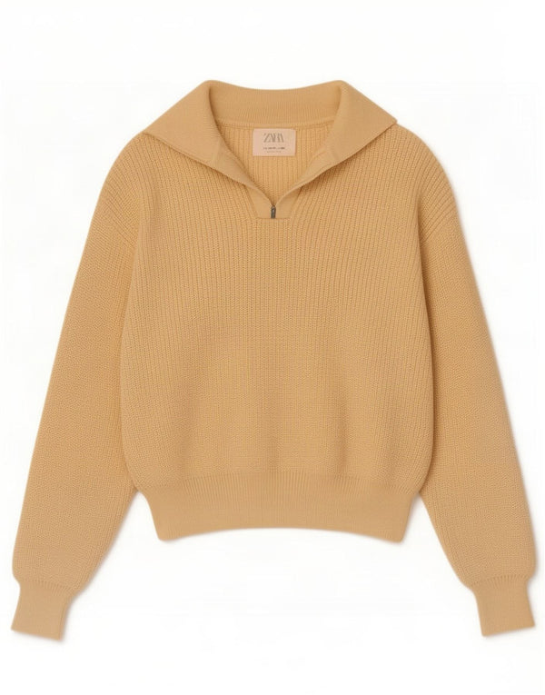 Zara Pull court à col polo pour garçon 13-14 ans Jaune Polyester