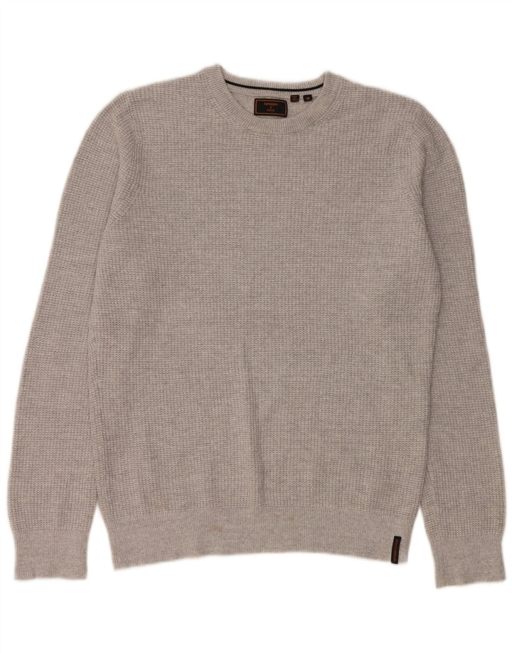 Superdry Pull Ras du Cou Pull Homme Gris Moyen Coton