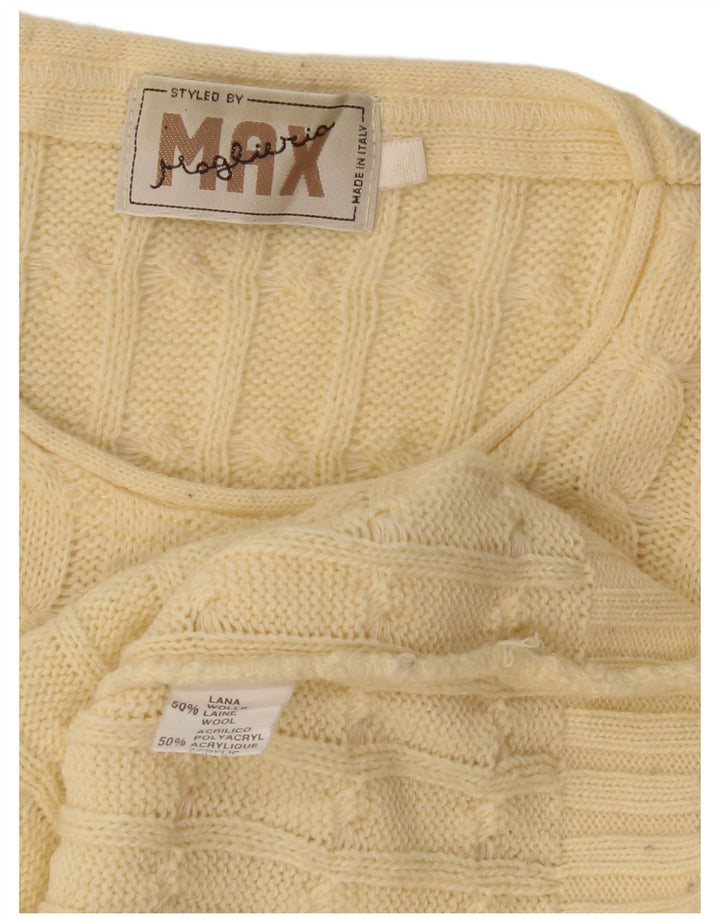 MAGLIERIA Pull Col Rond Homme Laine Jaune Moyen