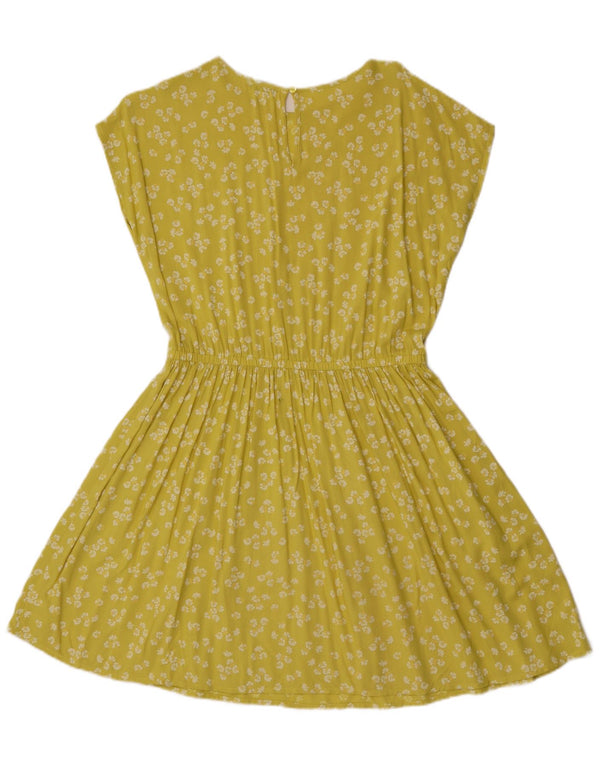 Benetton Robe trapèze pour femme UK 44, jaune moyen, floral