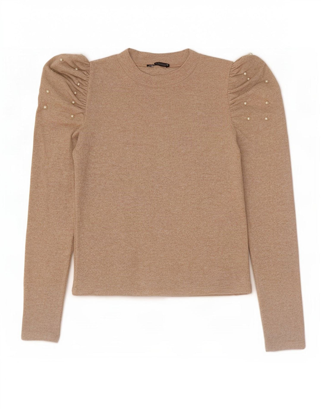 Zara Chemisier à manches longues pour femme UK 12 Beige moyen