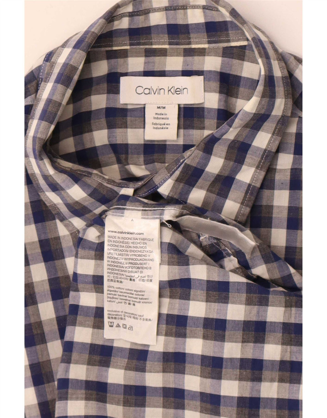Calvin Klein Chemise à manches courtes homme en coton vichy bleu moyen
