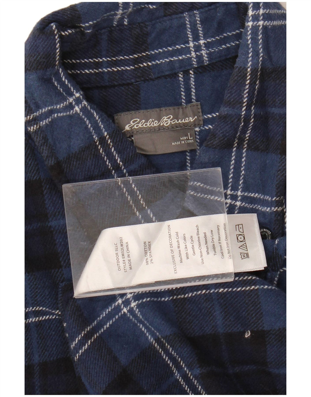 Eddie Bauer Chemise en flanelle pour homme en coton à carreaux bleu marine