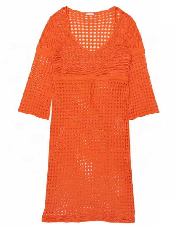 Zara Robe pull surdimensionnée au crochet pour femme UK 16 Large Orange