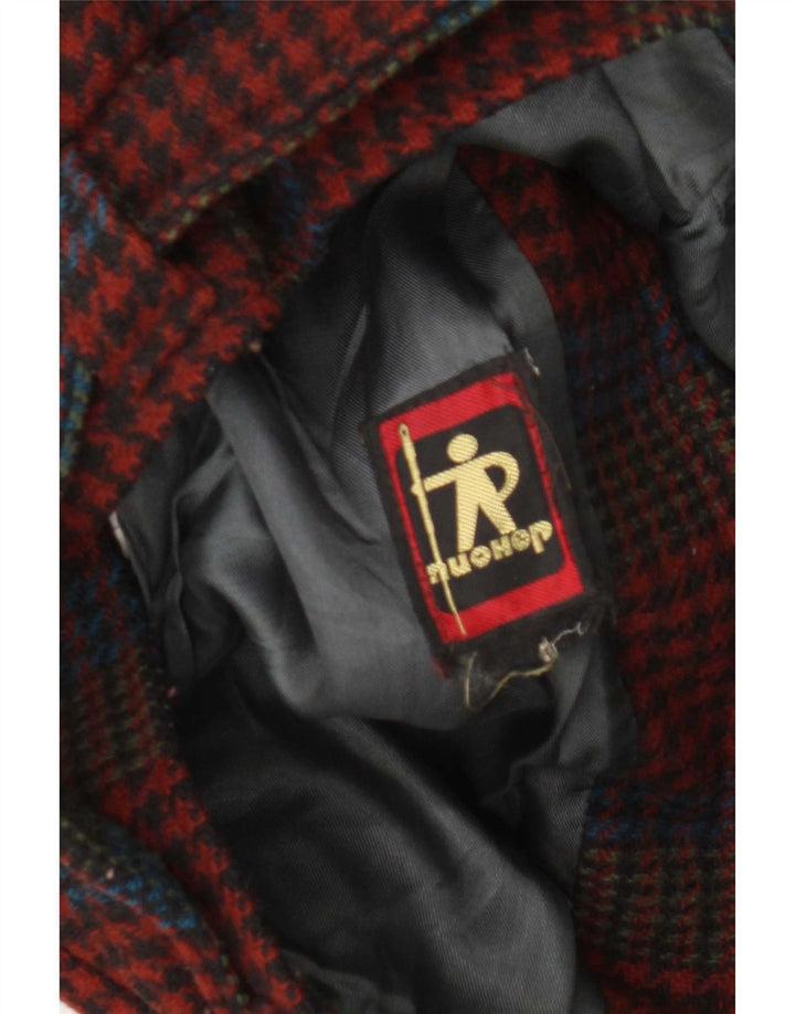 vintage Womens Bomber Jacket UK 10 Petit pied-de-poule rouge