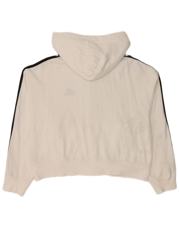 Adidas Pull à capuche court zippé pour femme UK 12/14 Coton blanc moyen