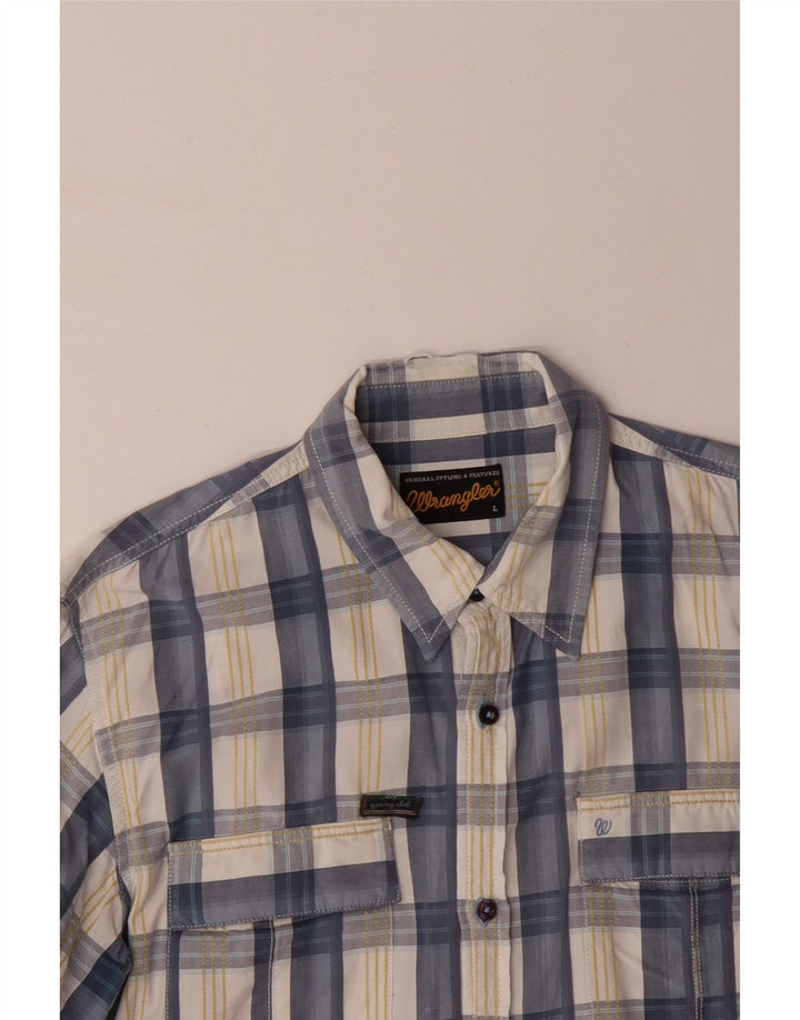 WRANGLER Chemise Homme Grand Carreau Bleu Coton