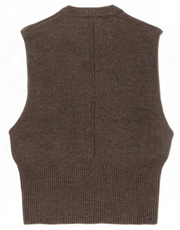 Zara Femme Gilet Débardeur UK 10 Petite Laine Grise