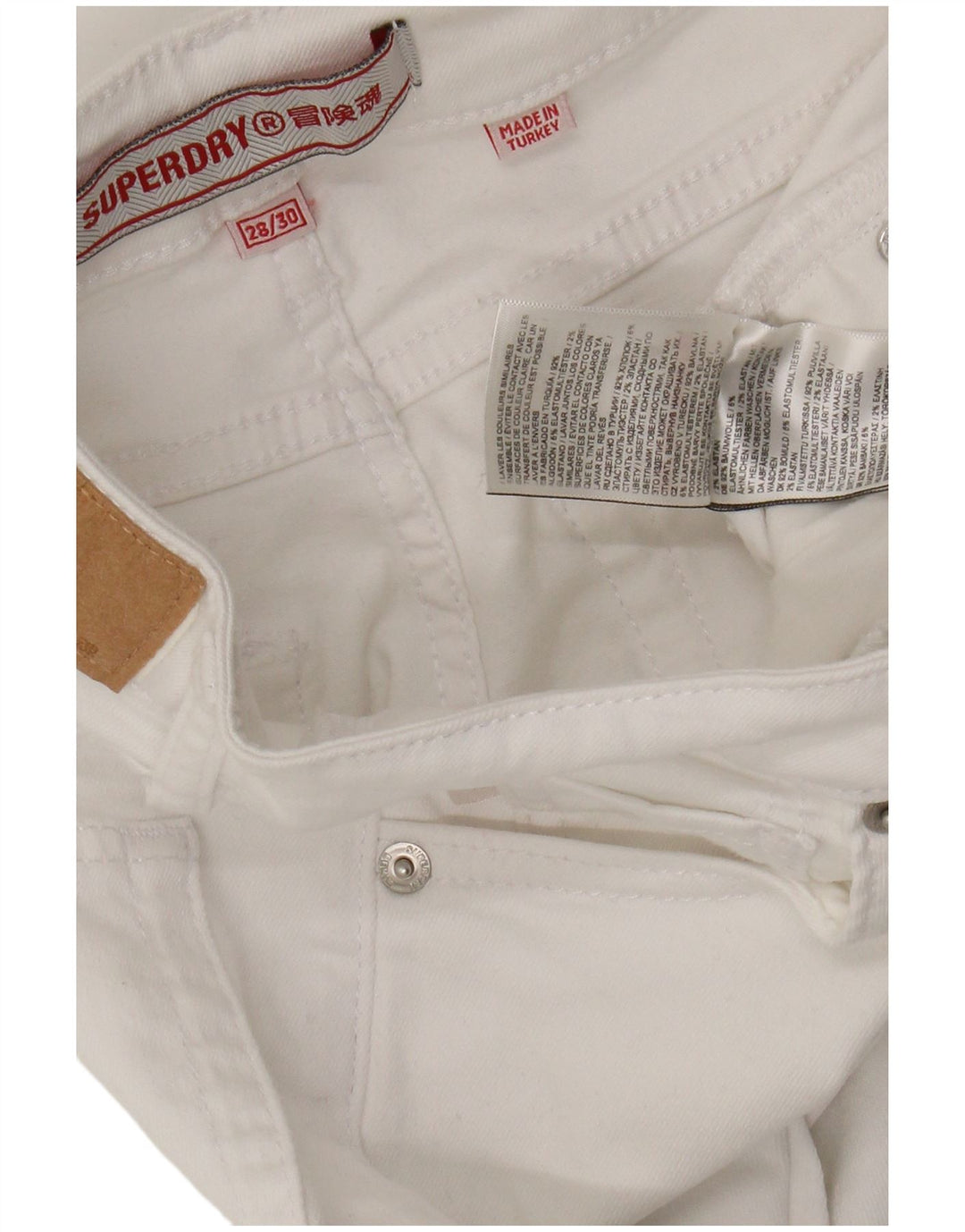 Superdry Jean Skinny W28 L30 Femme Blanc Coton