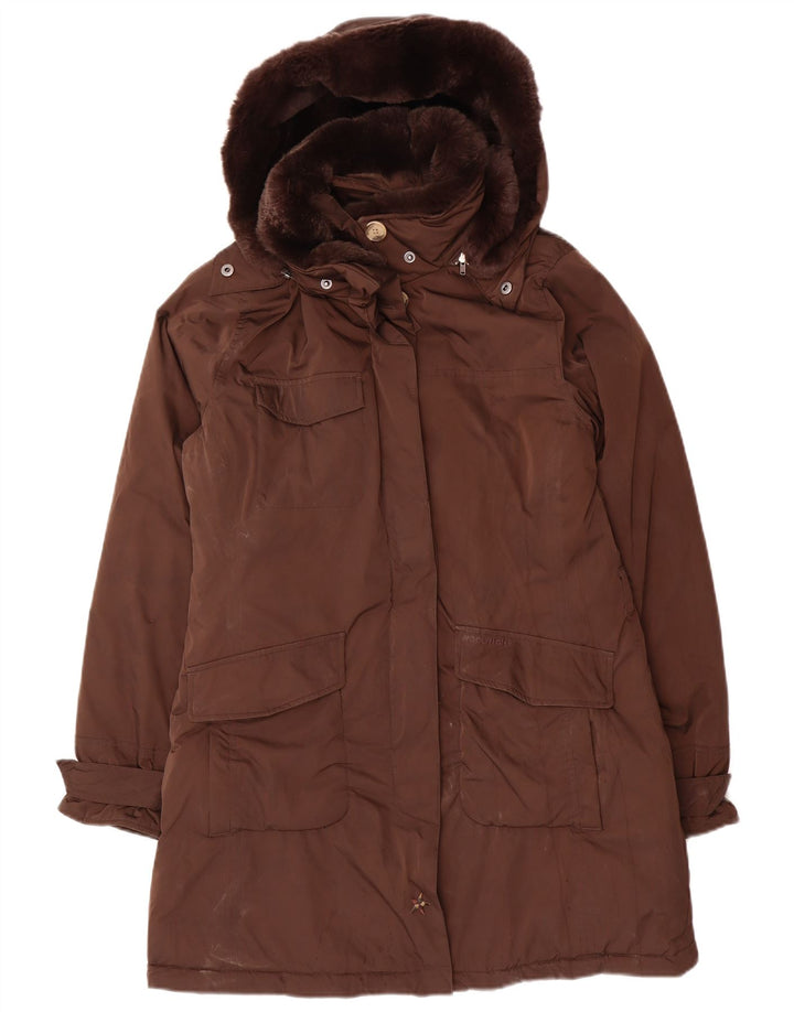 Woolrich Parka à capuche pour femme UK 44 Marron moyen Polyester
