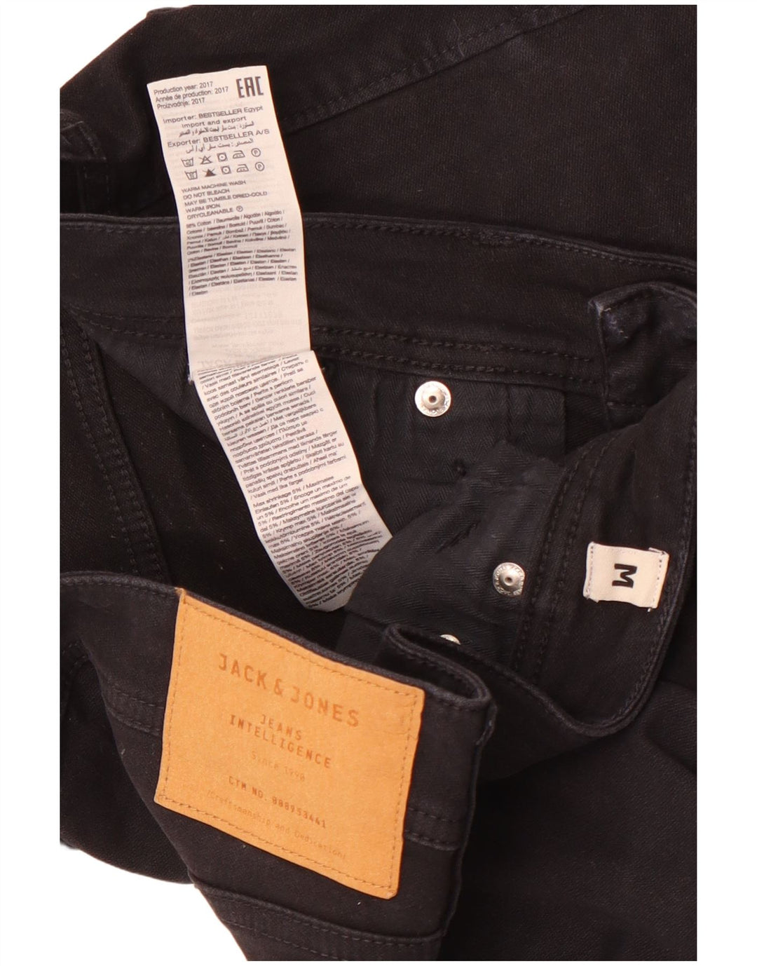 Jack & Jones Short en Jean Regular Fit Homme Moyen W32 Coton Noir