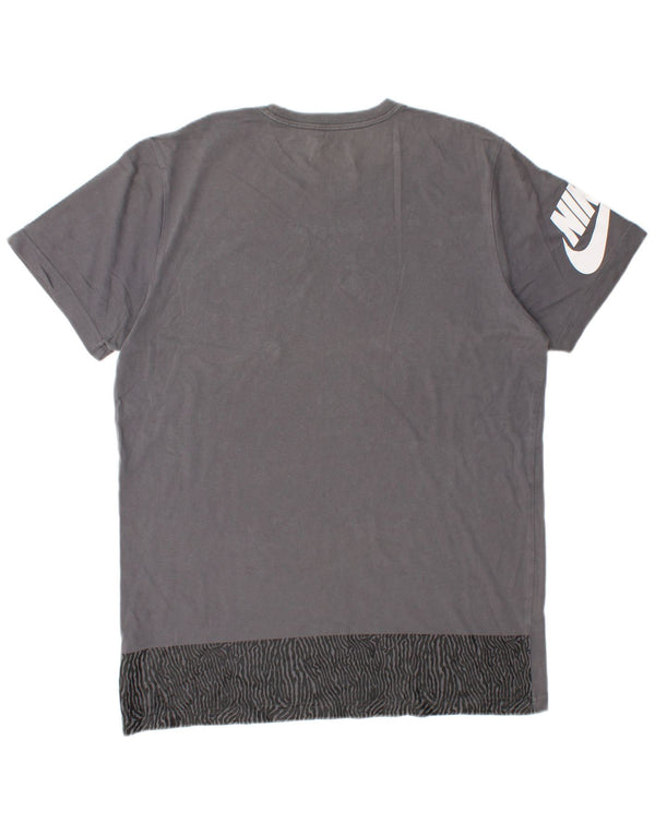 NIKE Mens Coupe Ajustee Slim Fit Graphic T-Shirt Top XL Grey Cotton