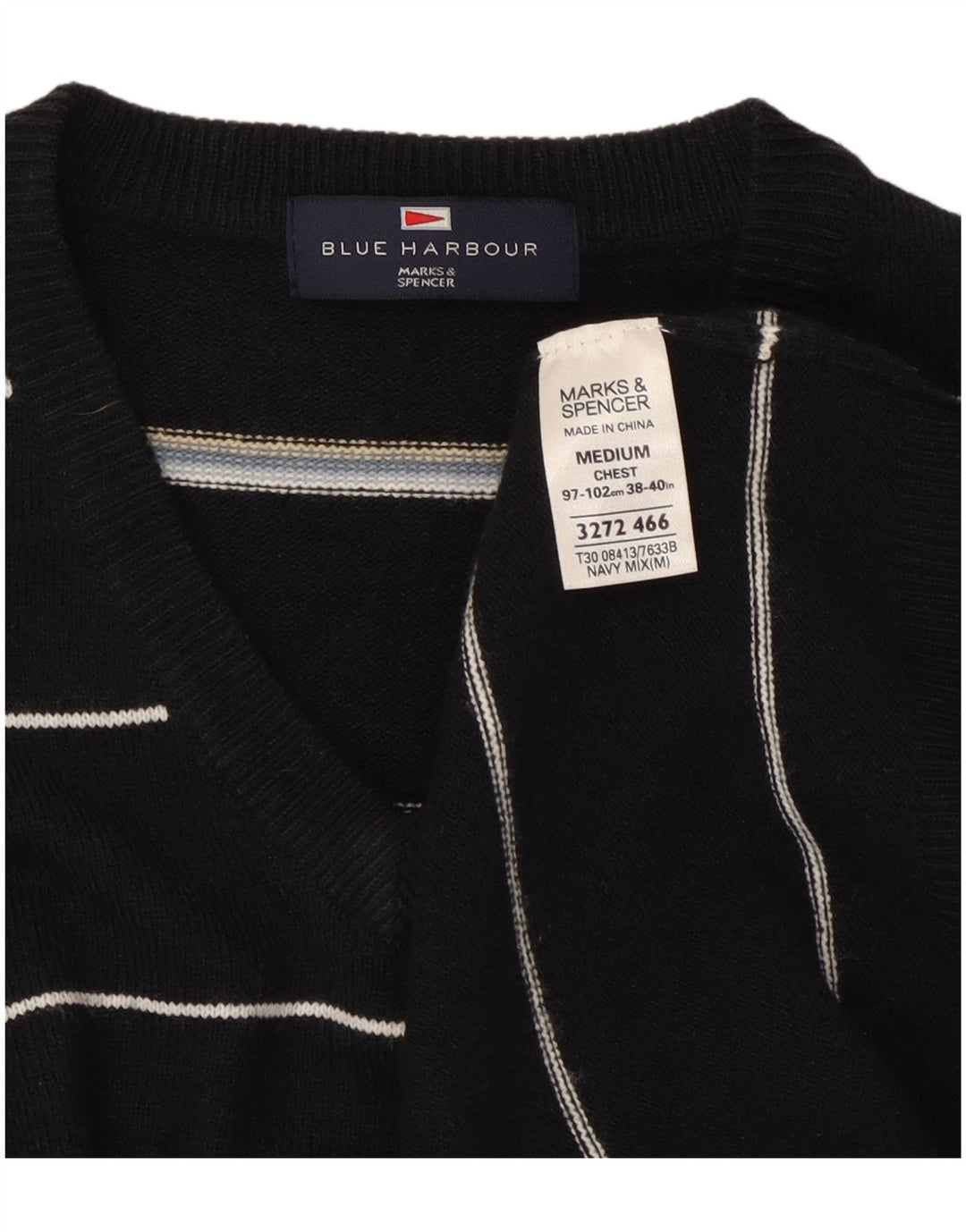 Marks & Spencer Pull Blue Harbor Col V Homme Bleu Marine Moyen