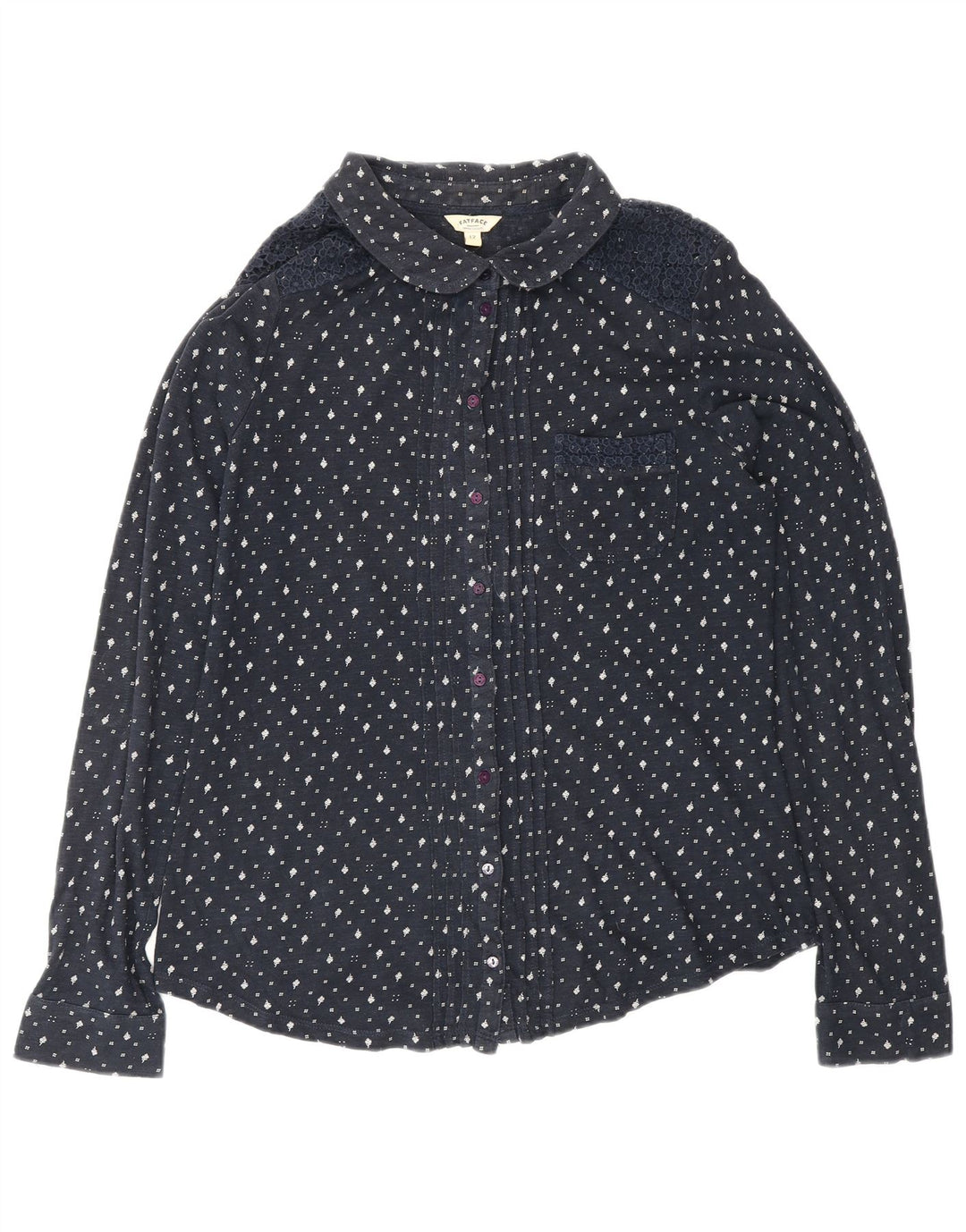 FAT FACE Chemisier pour femme UK 12 Bleu marine moyen en coton floral