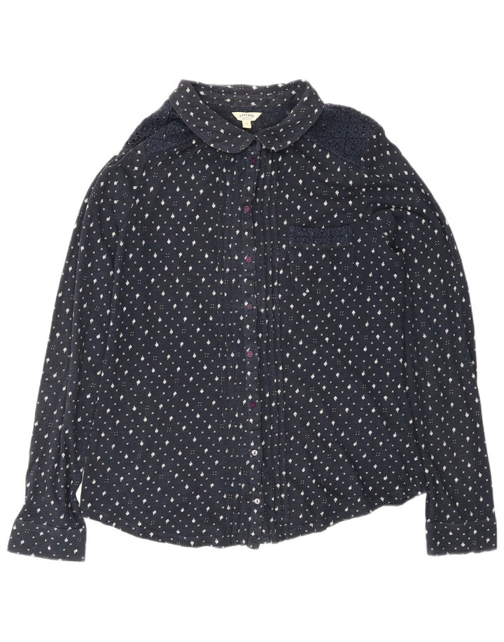 FAT FACE Chemisier pour femme UK 12 Bleu marine moyen en coton floral