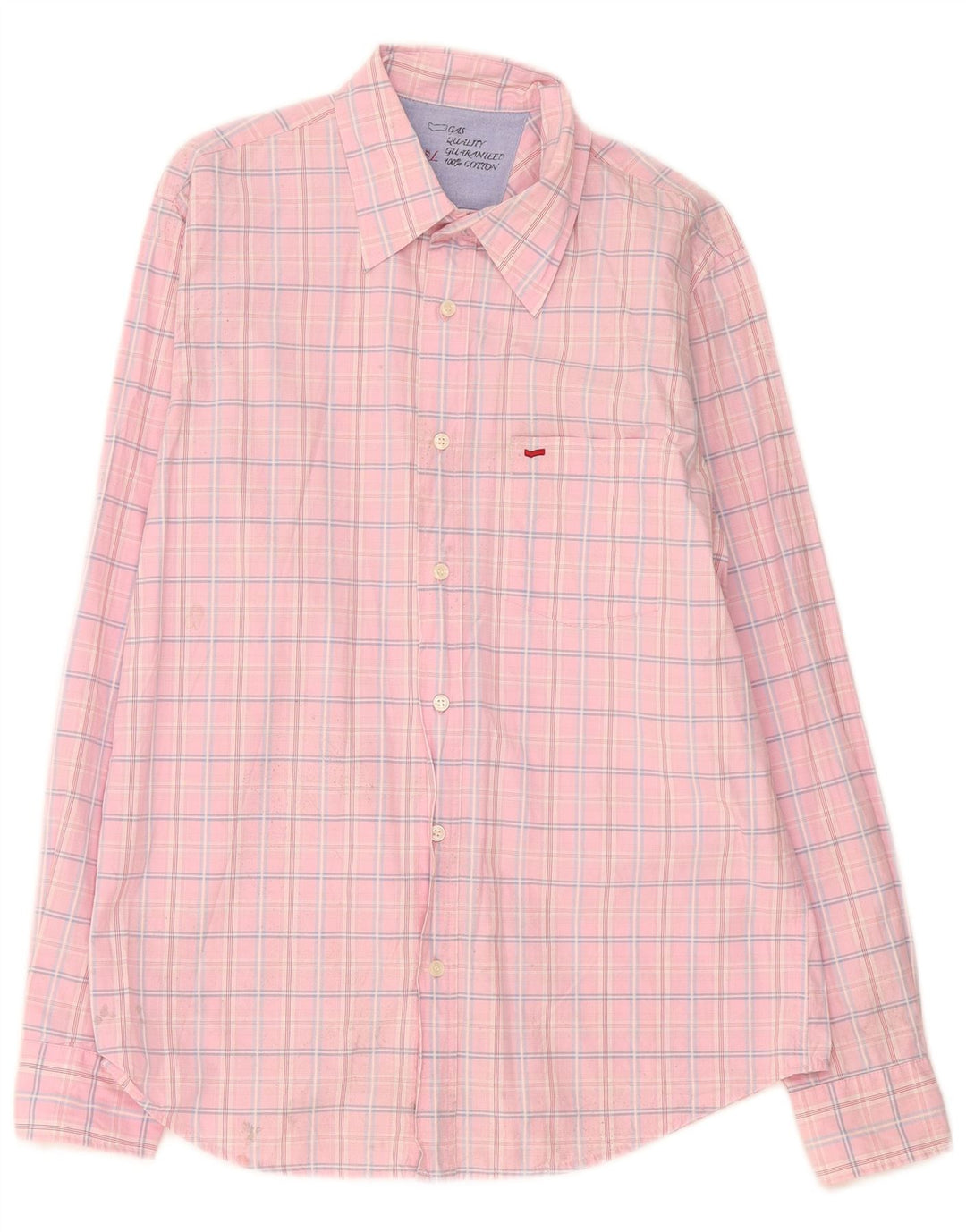 Gas Chemise Homme Grand Carreau Rose Coton