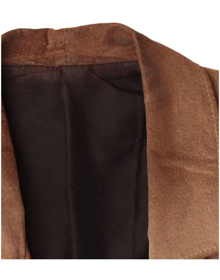 veste en daim femme vintage UK 14 Brun moyen