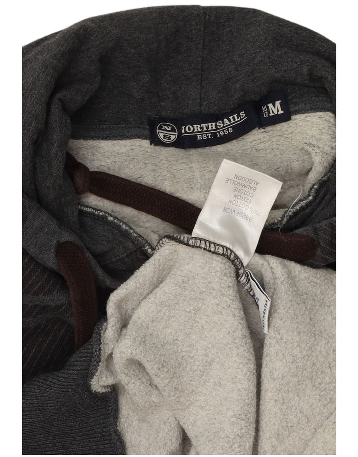 North Sails Pull à capuche pour homme en coton à carreaux gris moyen