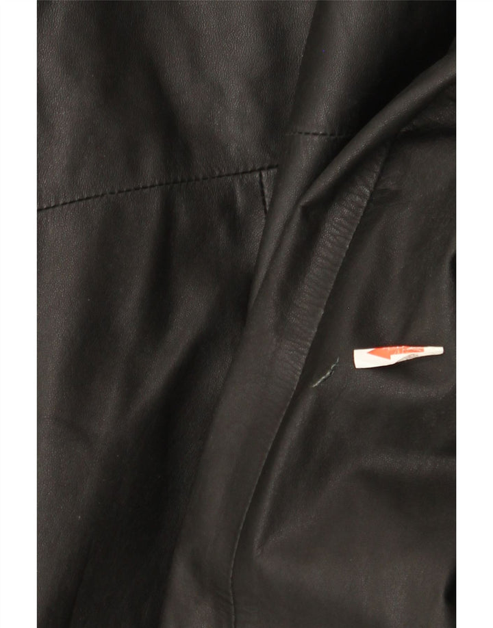 Manteau en cuir double boutonnage vintage pour femme IT 44 Cuir noir moyen