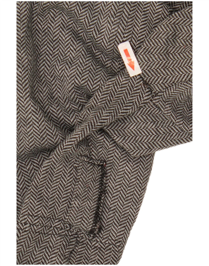 Zara Womens Open Overcoat UK 10 Petit Gris Chevrons