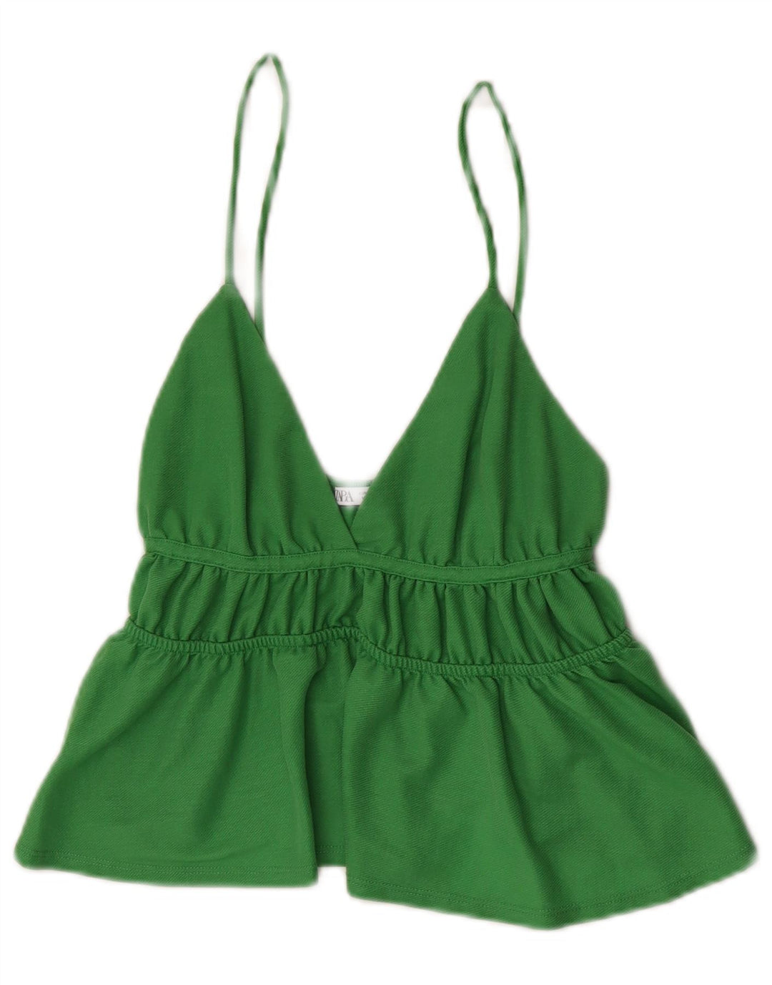 Zara Femme Crop Cami Top UK 8 Small Vert Viscose
