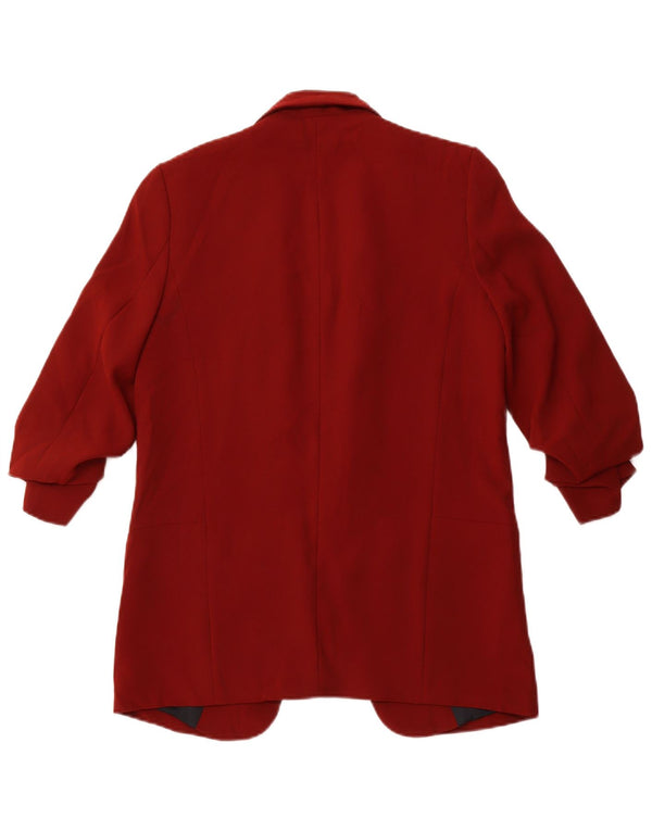 ZARA Veste blazer à manches 3/4 pour femme UK 10 Small Rouge Polyester